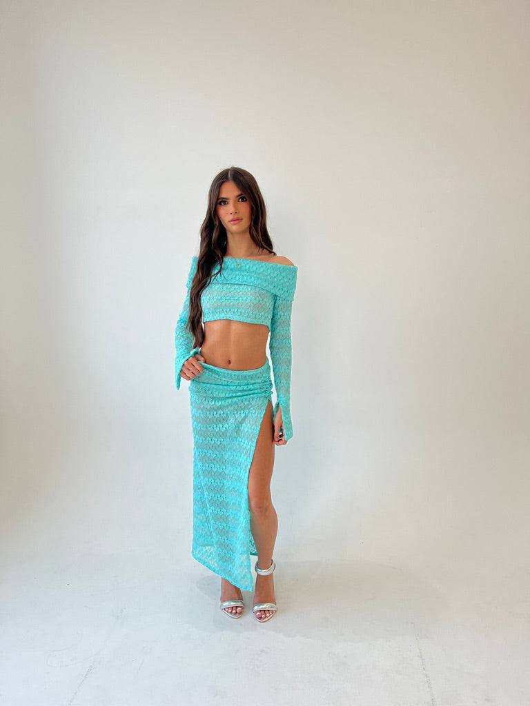 Turquoise Lace Maxi Co-ord