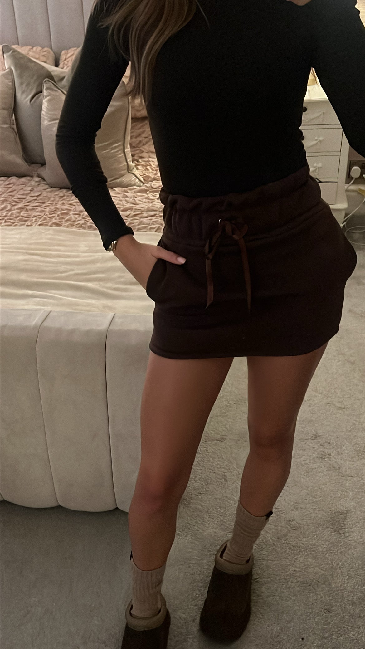 Brown mini skirt