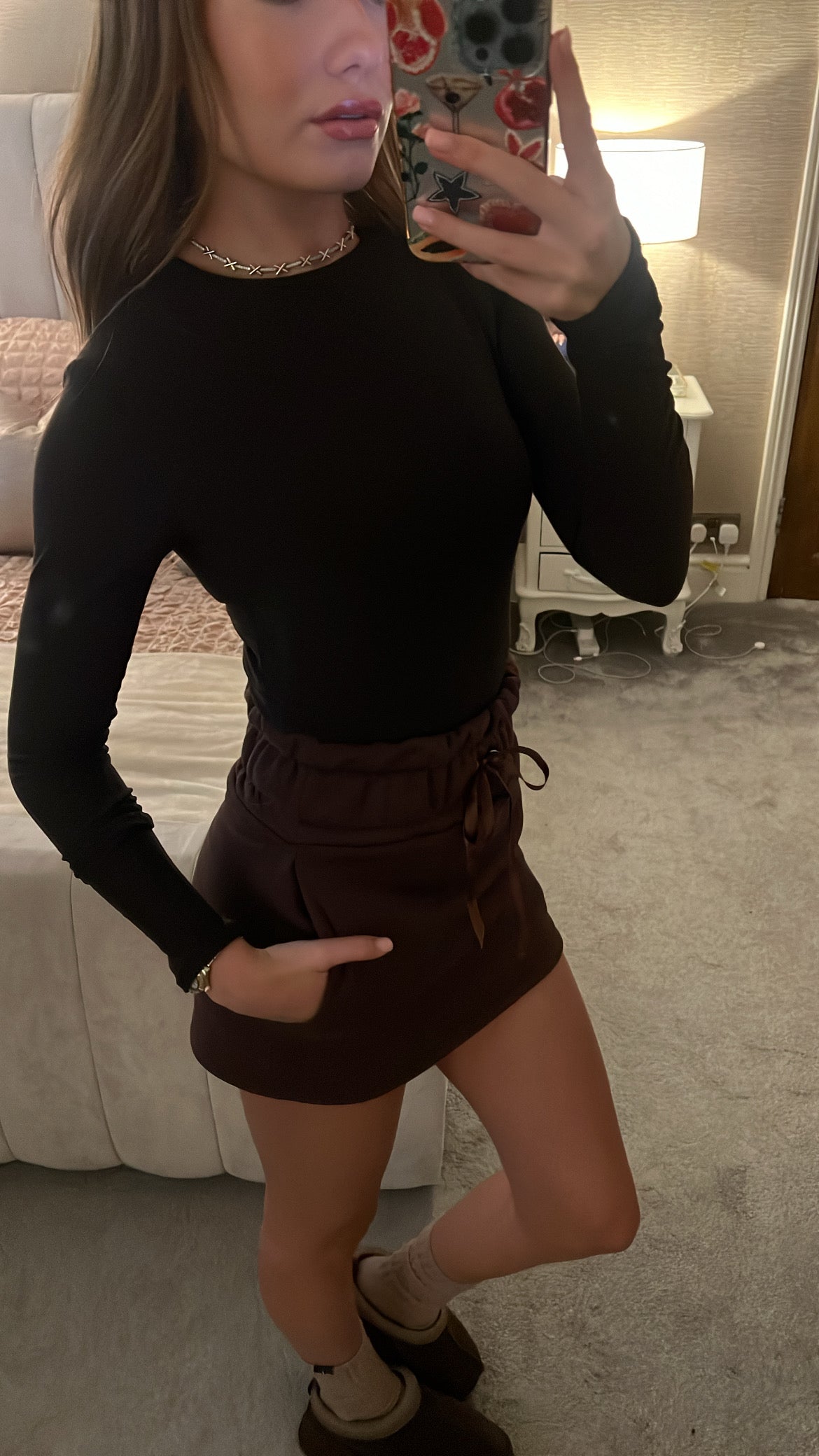 Brown mini skirt